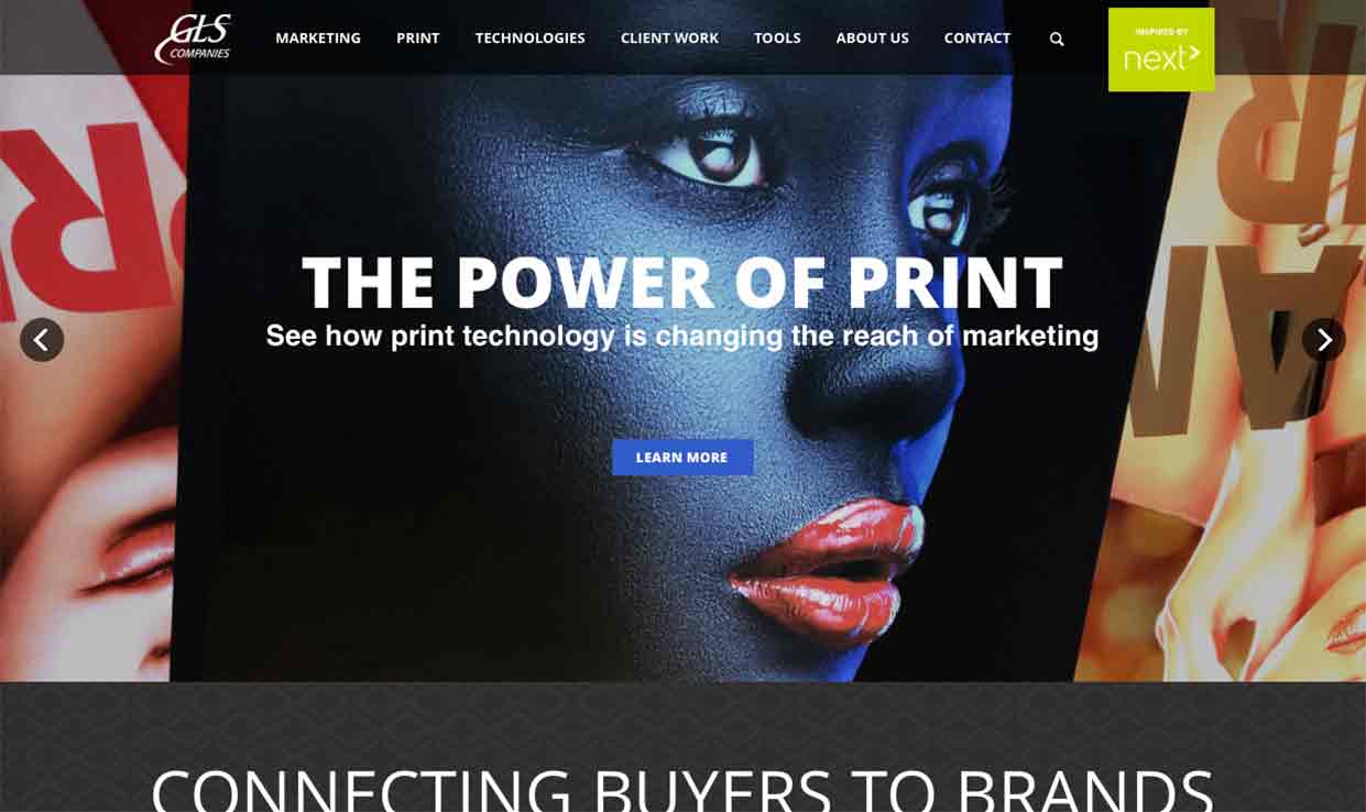 Next GLS Precision Marketing desktop layout