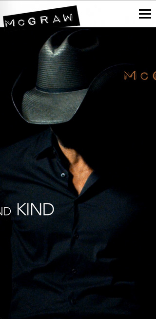 Tim McGraw mobile device layout